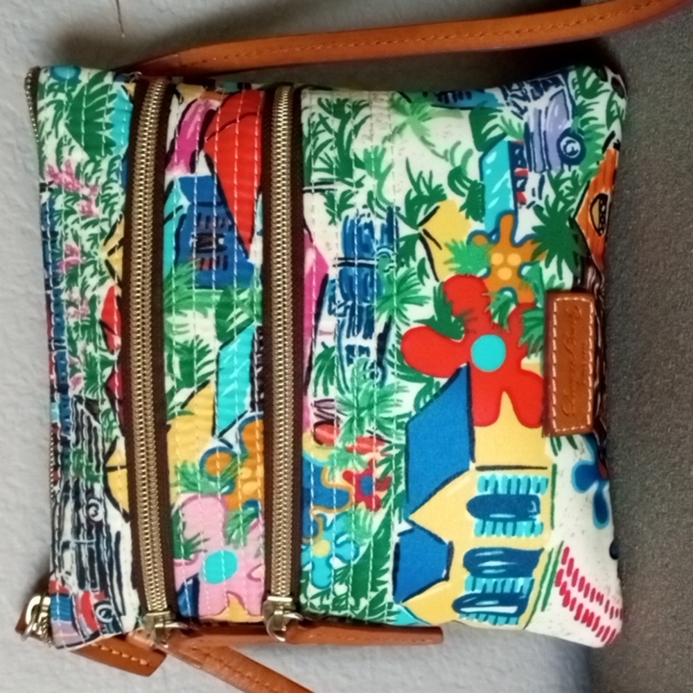 Rare! DOONEY & BOURKE " Sandbar" Bright Colorful North South Crossbody Purse. #5
